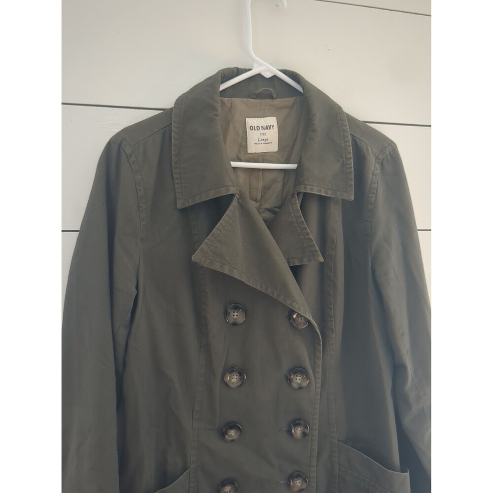 Old Navy green trench coat cotton full winter academia boho